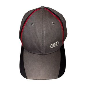 Audi Men's Gray & Black Baseball Cap with Red Piping